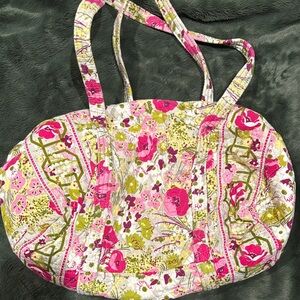Vera Bradley Pink and Green Quilted Floral Tote